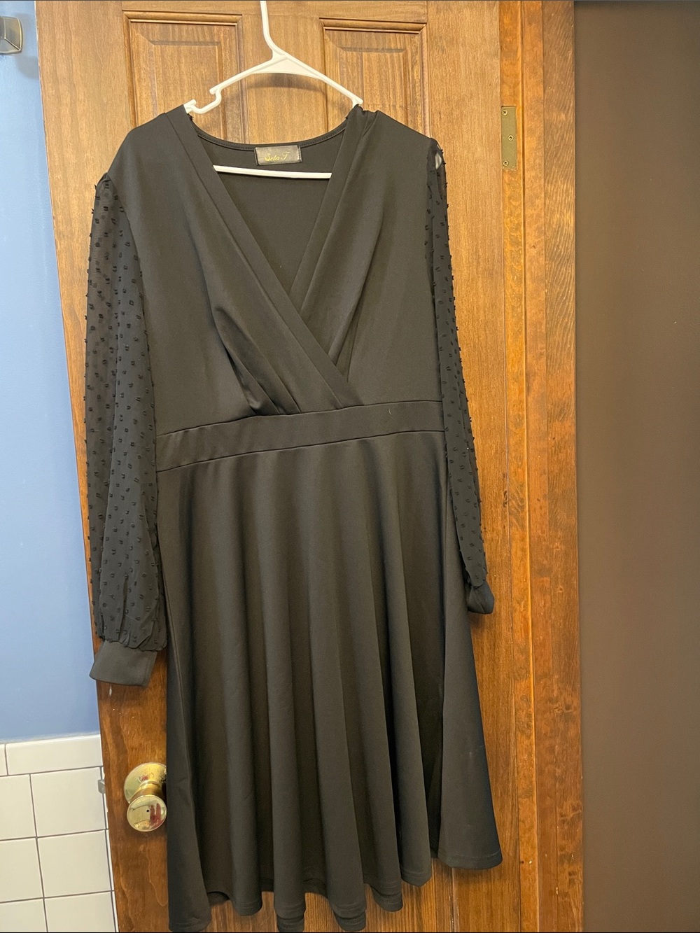 Elegant Black Long-Sleeve V-Neck Dress